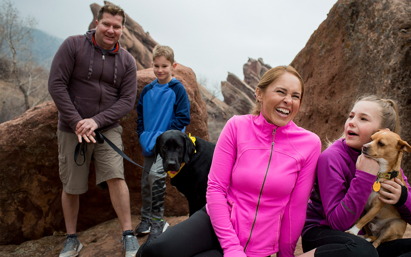 Baha recipient hiking with family