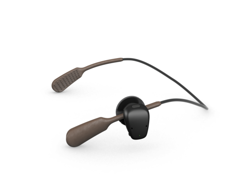 Brown Baha SoundArc with black Baha 7 Sound Processor