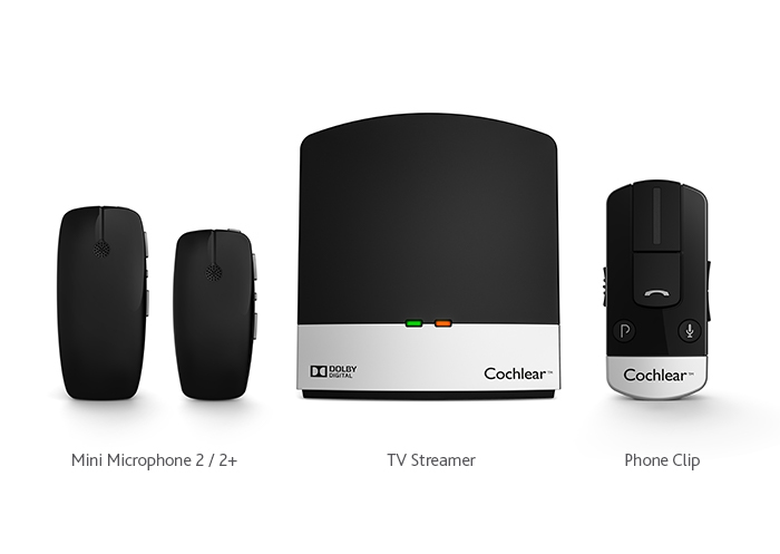 A close-up photo of the Mini Microphone 2/2+, TV Streamer and Phone Clip