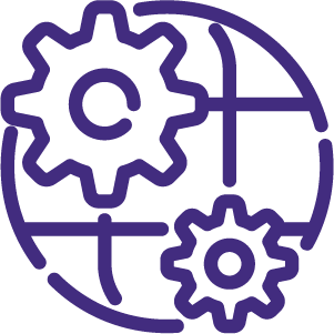 Illustration of a globe and machinery gears