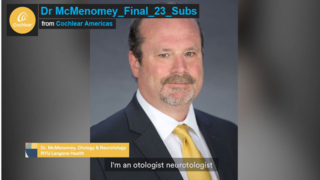 Dr Sean McMenomey, vidéo chirurgicale relative à l’électrode fine et modiolaire