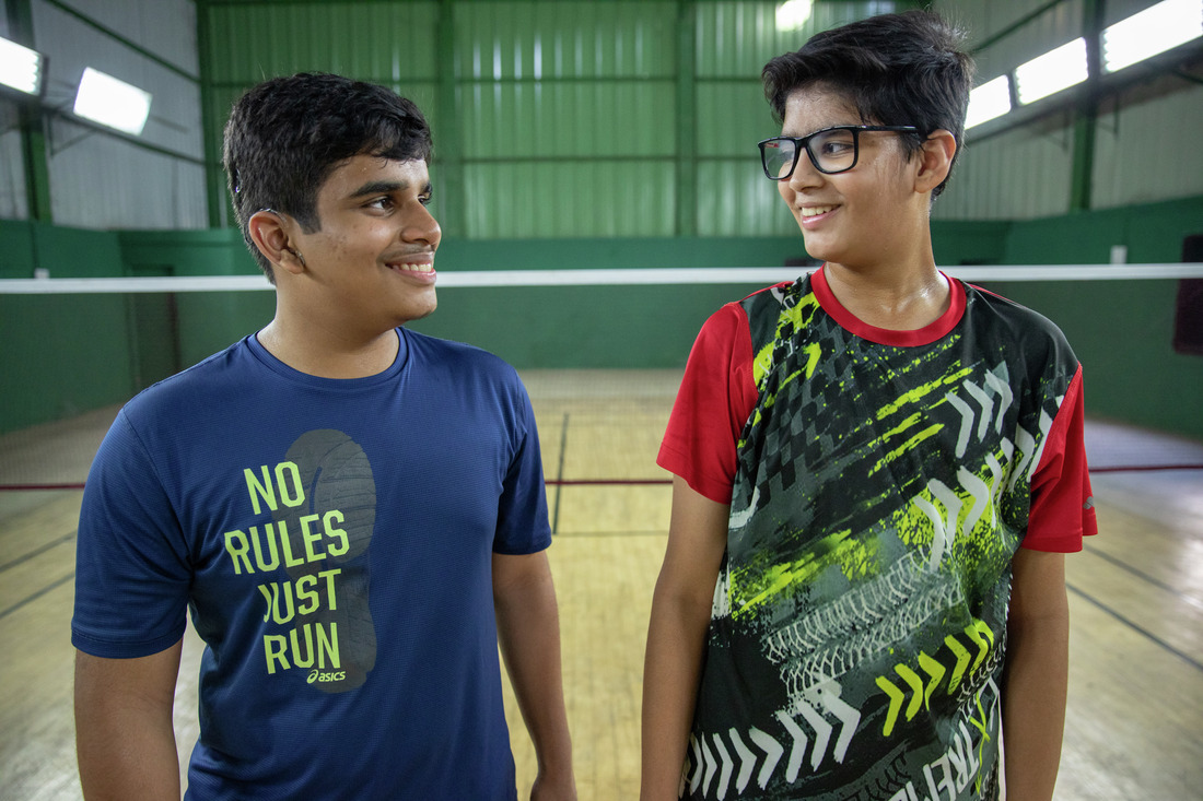 Two young friends in soccer gear