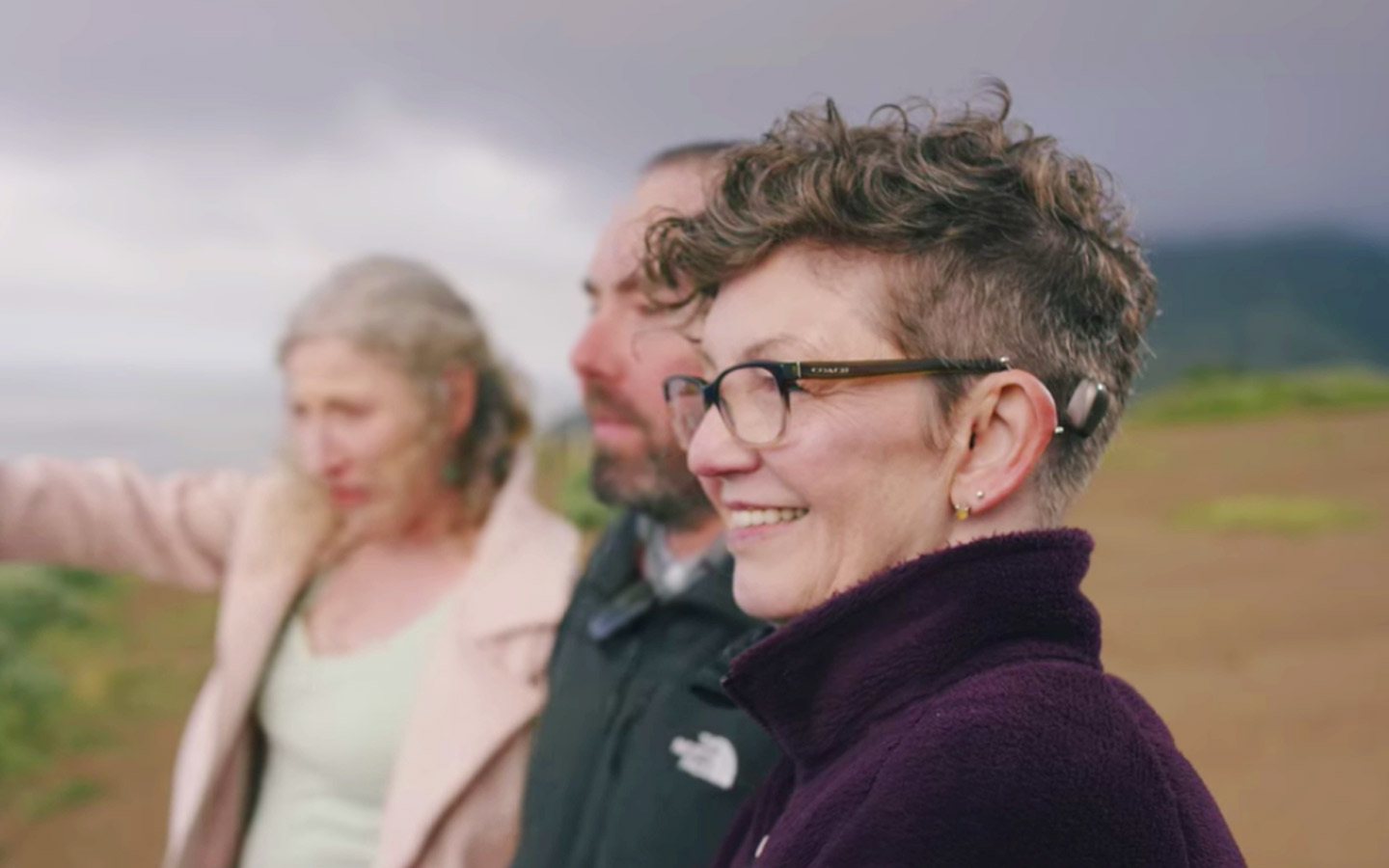 Cochlear implant recipient Anne with friends