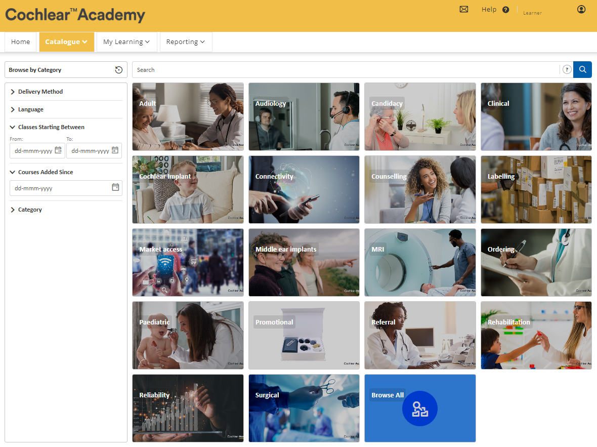 Cochlear Academy-katalogen