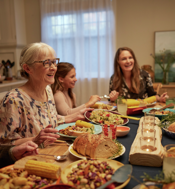 Family having dinner together